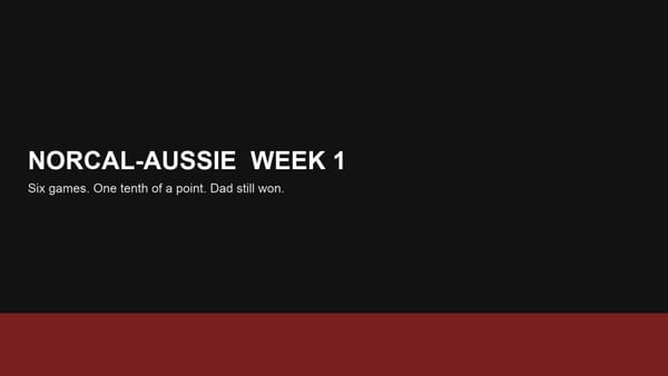 NorCal-Aussie: Dad won, commish lost, and 0.10 decided a bloodbath
