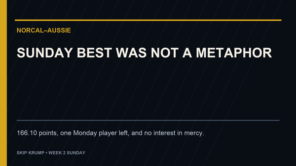 NorCal-Aussie Week 2 Sunday feature card: Sunday Best was not a metaphor