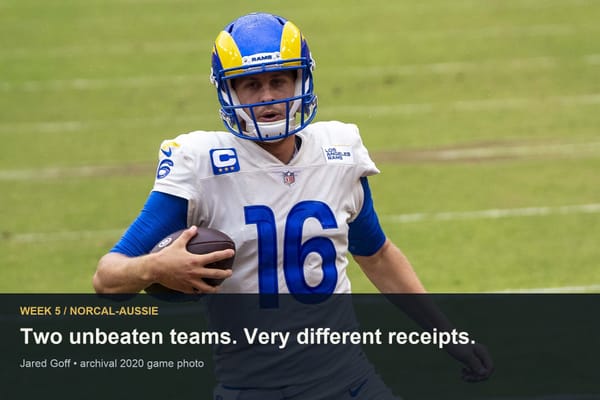 Jared Goff running with the ball for the Rams in 2020